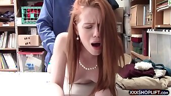 Skinny redhead shoplifter chick tell off fucked hard