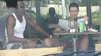 Cheating Wife #4 Part 3 - Hubby films me outside a cafe Upskirt Flashing and having an Interracial affair with a Perfidious Man!!!