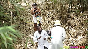 Husband caught his wife having sex with the fake pandemic doctor  in the bush, and he punish him because he was deceiving the man that he wants to do free corona virus check up